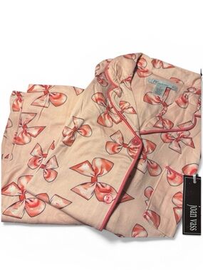 Pink Bow Short-Sleeve Pajamas, Women’s Small